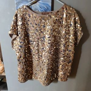 NEW The Limited Sequined Short Sleeve Top Sz XL